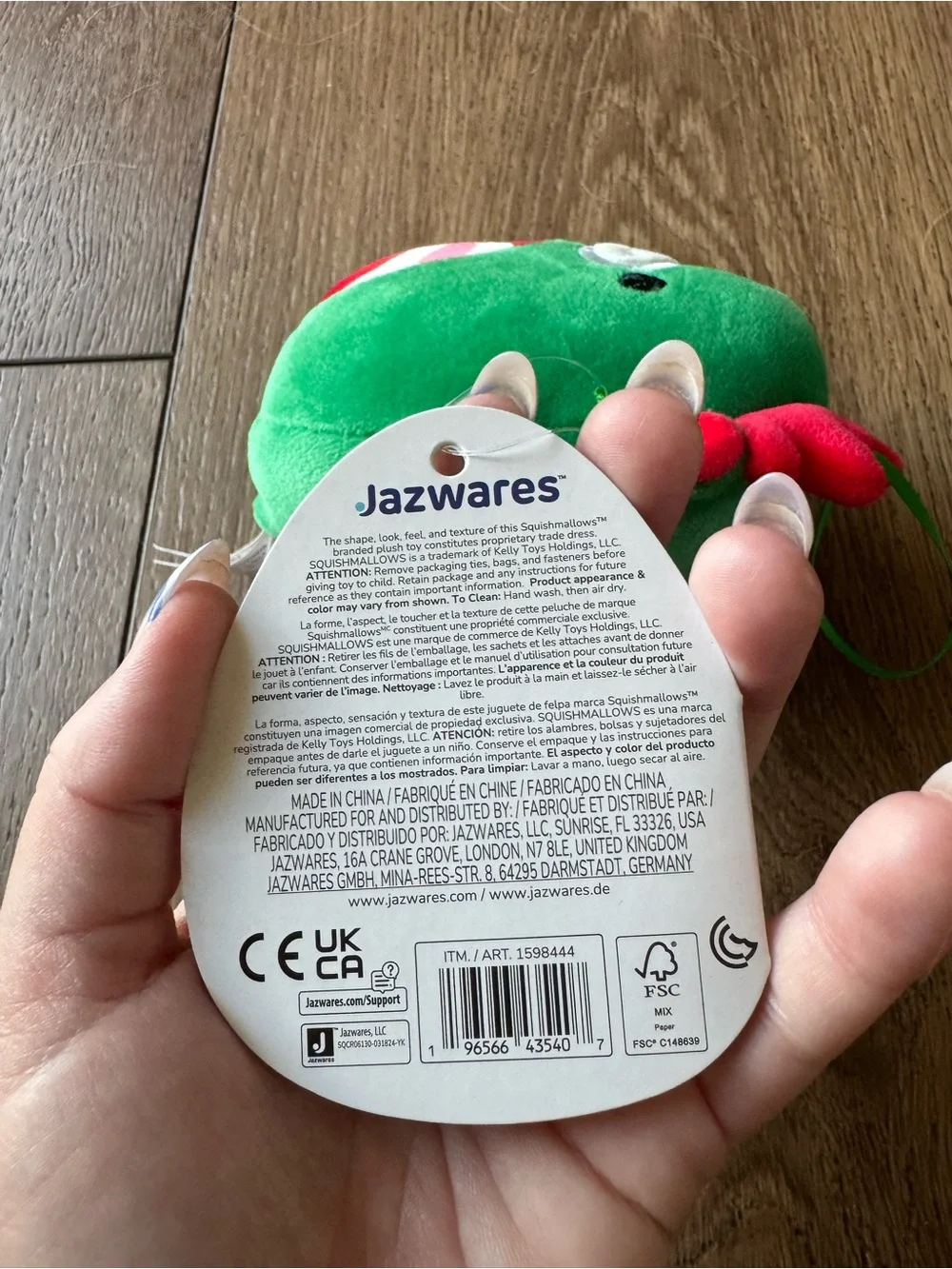 NWT Zumir Green Reindeer Squishmallow-Inspired Plush Keychain